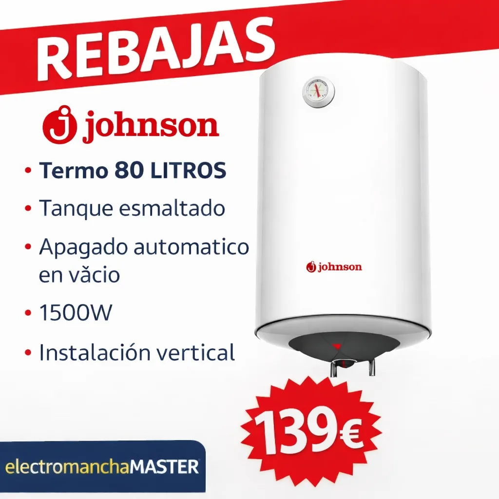 Calentador de agua Johnson 80 litros 139 euros