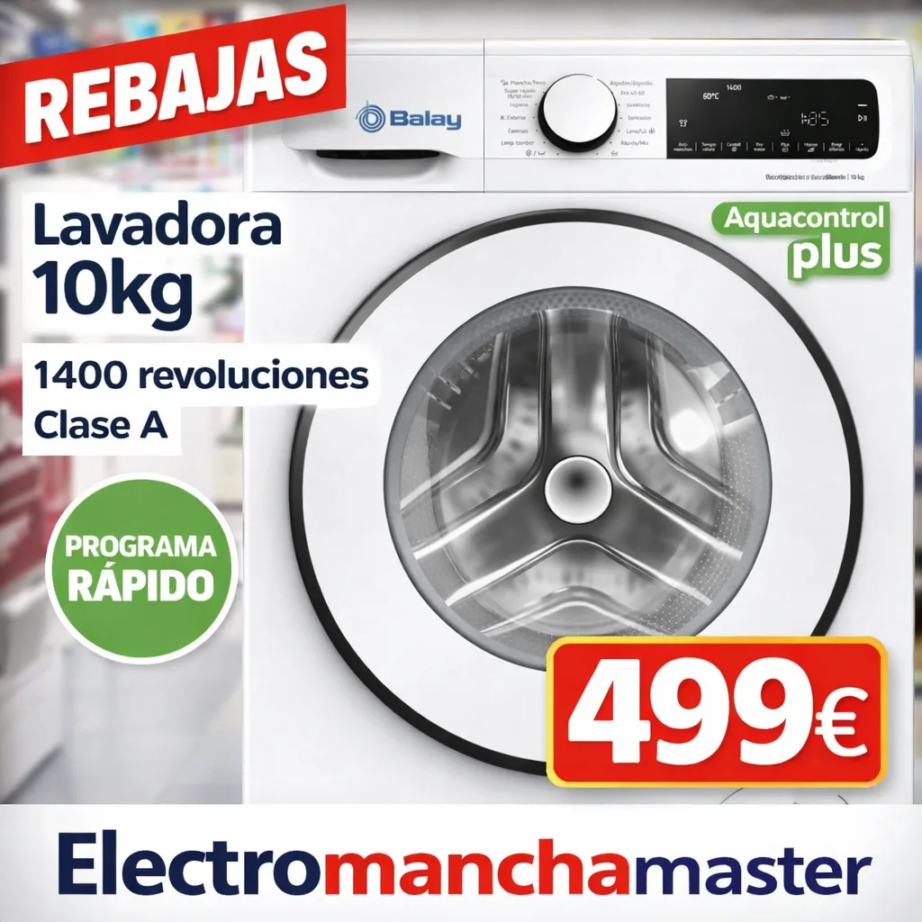 Lavadora Balay 10kg blanca con tecnología Aquacontrol plus