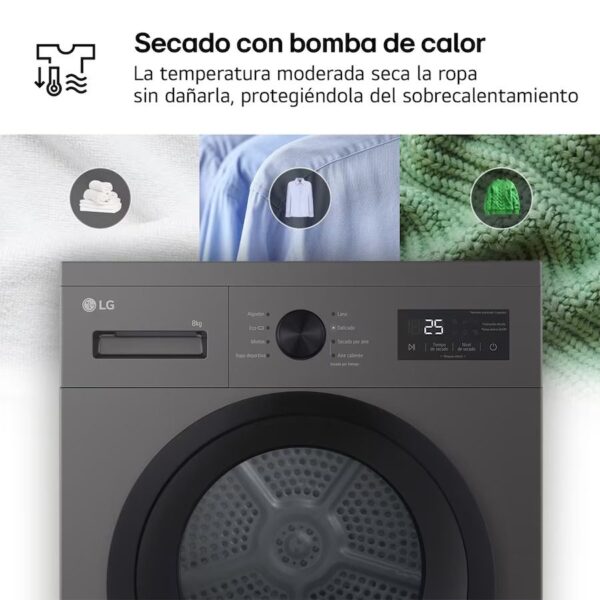 SECADORA LG RHA1008NDK 8KG B. CALOR D INOX