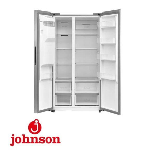 SIDE BY SIDE JOHNSON 179.3X91X70 CM NF CLASE E INOX DISPENSADOR HIELO Y AGUA JRSS1799ENX