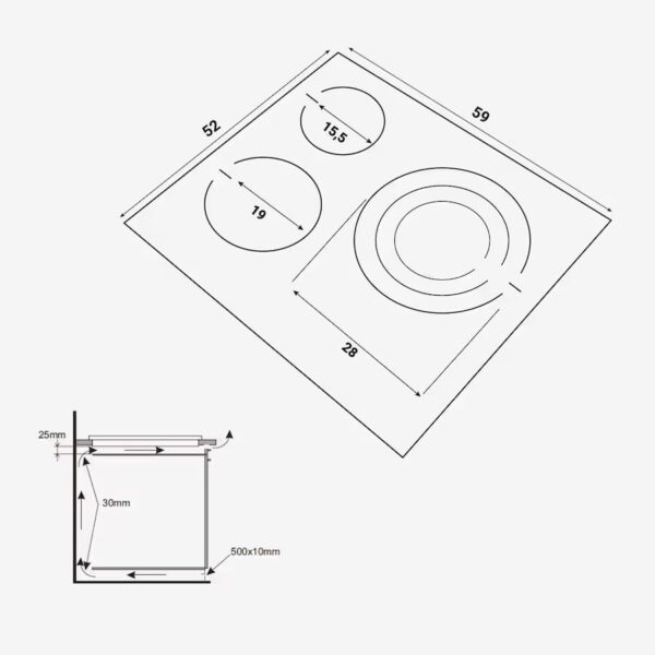 VITROCERAMICA FAGOR 3VFT-30AC 3 ZONAS VITROCERAMICA FAGOR 3VFT-30AC 3 ZONAS