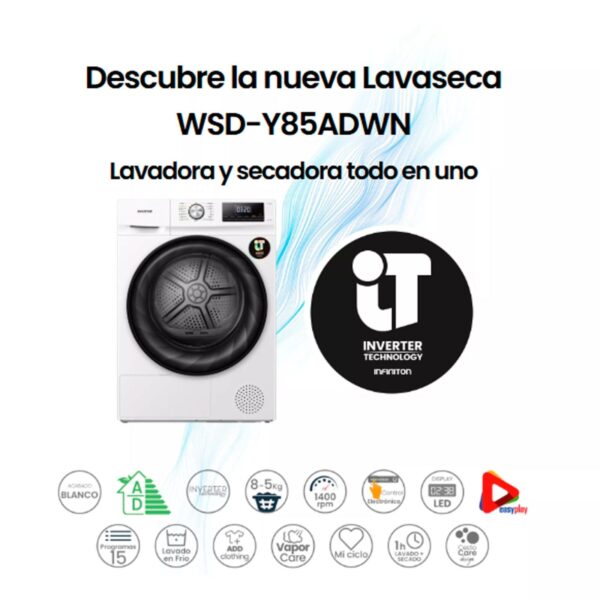 LAVADORA SECADORA INFINITON WSDY85ADWN 8/5KG 1400R