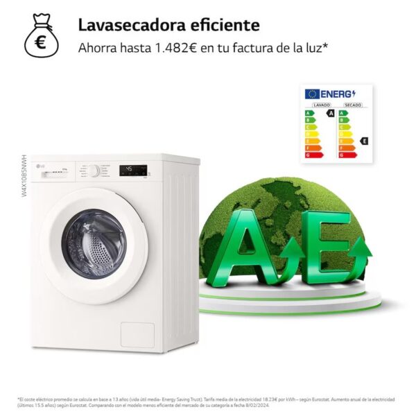 LAVADORA SECADORA LG W4X1085NWH 8/5KG 1400RPM E/A