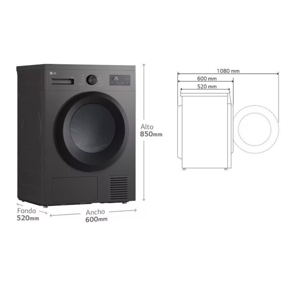 SECADORA LG RHA1008NDK 8KG B. CALOR D INOX