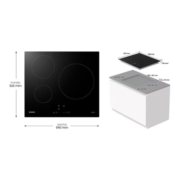 INDUCCION SAMSUNG NZ63M3707AK/UR 3 ZONAS 28 CMS. INDUCCION SAMSUNG NZ63M3707AK/UR 3 ZONAS 28 CMS.
