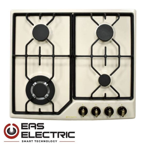 ENCIMERA GAS RÚSTICA CREMA EAS ELECTRIC 4 FUEGOS TRIPLE ANILLO PARILLAS DE FUNDI EMH46RC