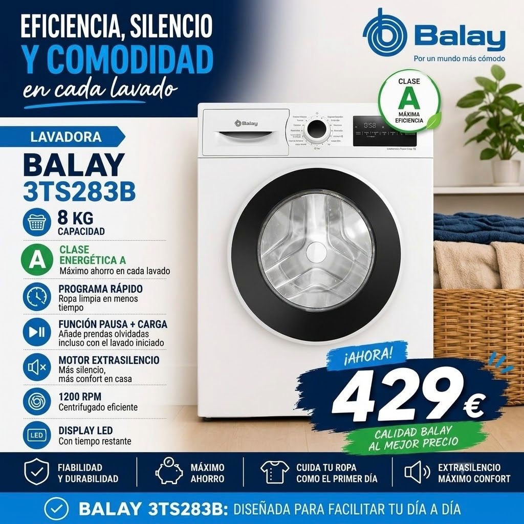 Lavadora Balay 8kg 429€