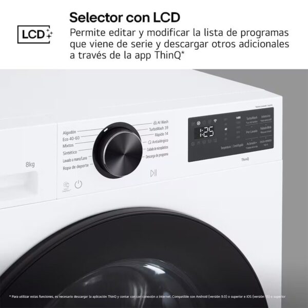 LAVADORA LG F2X50S8TLB 8KG 1200RPM A-30% FONDO REDUCIDO