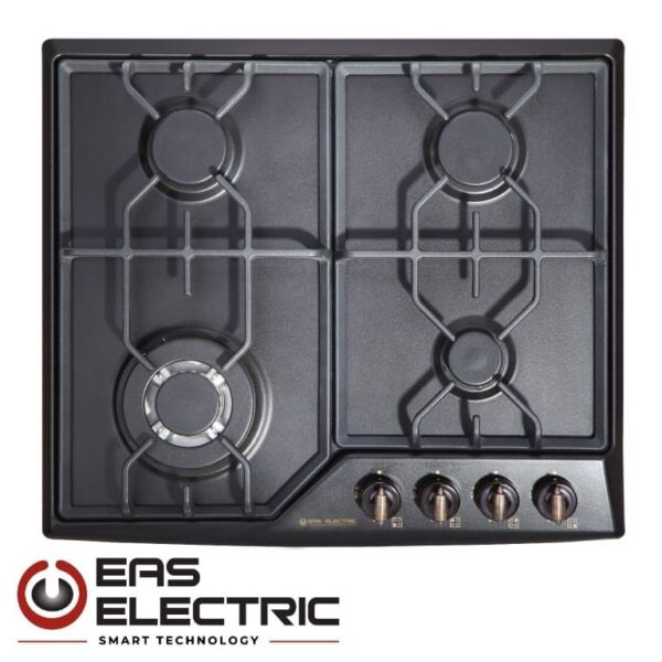 ENCIMERA GAS RÚSTICA NEGRA EAS ELECTRIC 4 FUEGOS TRIPLE ANILLO PARILLAS DE FUNDI EMH46RN