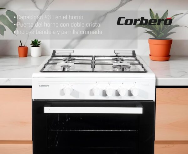COCINA CORBERO CCSF60420BW 60x63 4F BUTANO